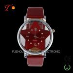 Fashion Leather Strap Quartz Wrist Watch with Czech Stone on Dial For Young