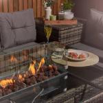 Courtyard Rattan Garden Set with Fire Pit Table AJUNION 8 Seater Sectional Sofa