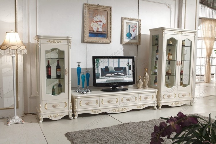 Modern Furniture Solid Wood Glass Cabinet Tv Stand TV 662