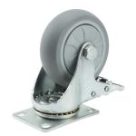 Industry Trolley Furniture TPR Soft Grey Rubber Plate Swivel Caster Wheels 3 4 5