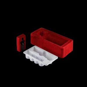 China Customized disposable PP pet PVC PS flocking plastic black/white plastic blister tray for food cosmetics factory
