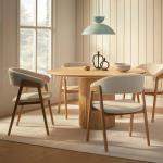 5 Star Hotel Room Minimalist Style White Fabric Solid Oak Leisure Armchair