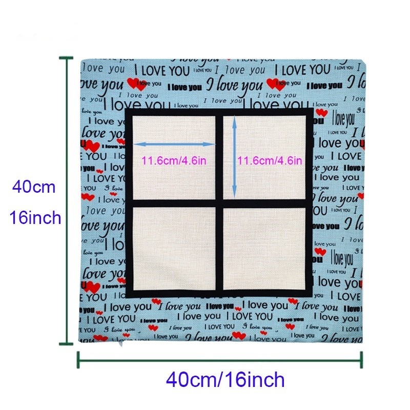 Custom Lovers Linen Sublimation Pillow Cover 4 Panel Sublimation Pillow Case