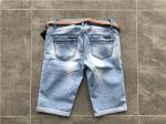 Fashion Ladies Denim Jeans / Light Blue Denim Jeans Belted Push Up Bermuda