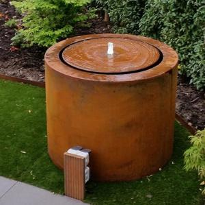 China Garden Metal Ornaments Fountain Corten Steel Round Water Table Feature factory