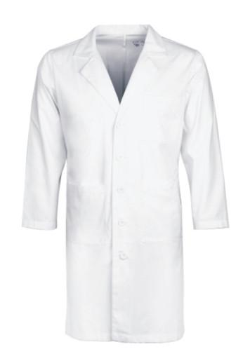 180 GSM Doctor Unisex White Plain Woven Long Sleeve Coat Antmicrobial Wrinkle