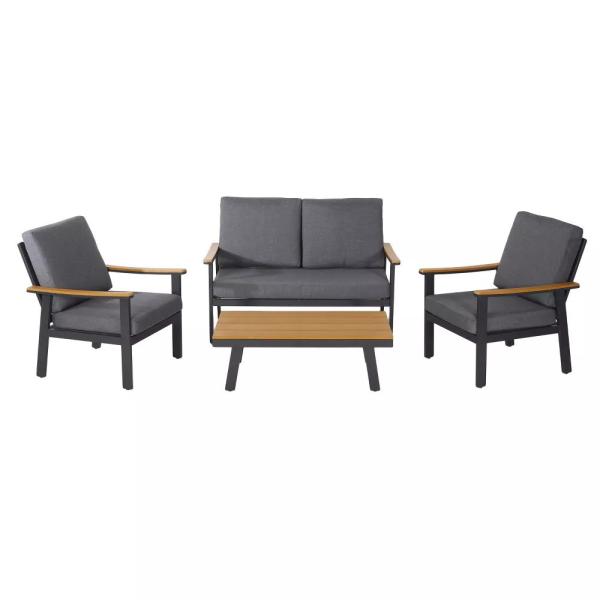 Specific Garden Sofa AJUNION 4 Piece Aluminum Outdoor Furniture Set with Coffee