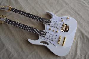 China Custom shop white color double necks electric guitar 6+12 strings maple fingerboard basswood body free shipping factory