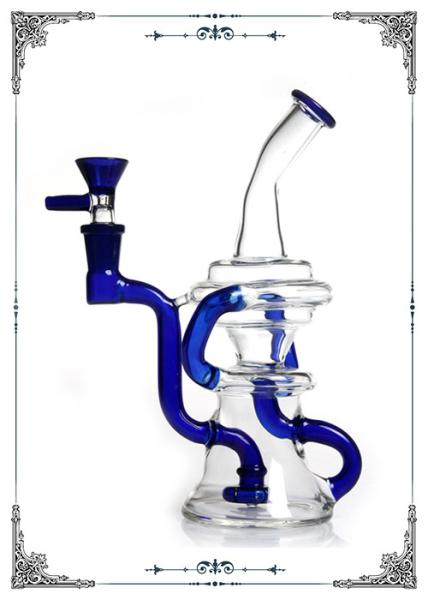 8 Inches Klein Recycler Showerhead Perc Glass Bongs Water Pipe Smoking Bubbler