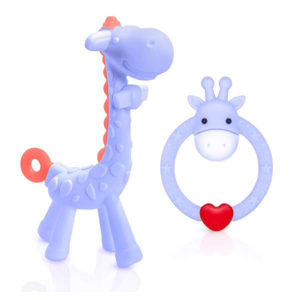 Silicone Giraffe Baby Teether Toy With Storage Case For Infant Sore Gums Pain