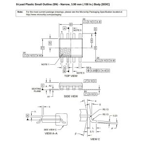 Automotive Memory IC Chip EEPROM Serial-I2C 2K-Bit 256 X 8 3.3V/5V 24LC02B-I/SN