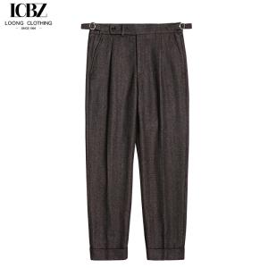 China British Paris Button Wool Herringbone Trousers for Men's Autumn and Winter Business Wear factory