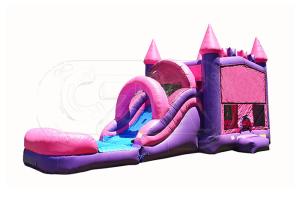 China Girls Pink Bounce House Wet Or Dry Combo High Durability 3 Years Warrenty factory
