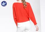 Boat Neck Womens Knit Pullover Sweater Lady Sexy Drop Shoulder Ottoman Knitted