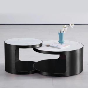 China Brushed Titanium  Round Nordic Coffee Table  Ceramic Top Sophisticated on sale