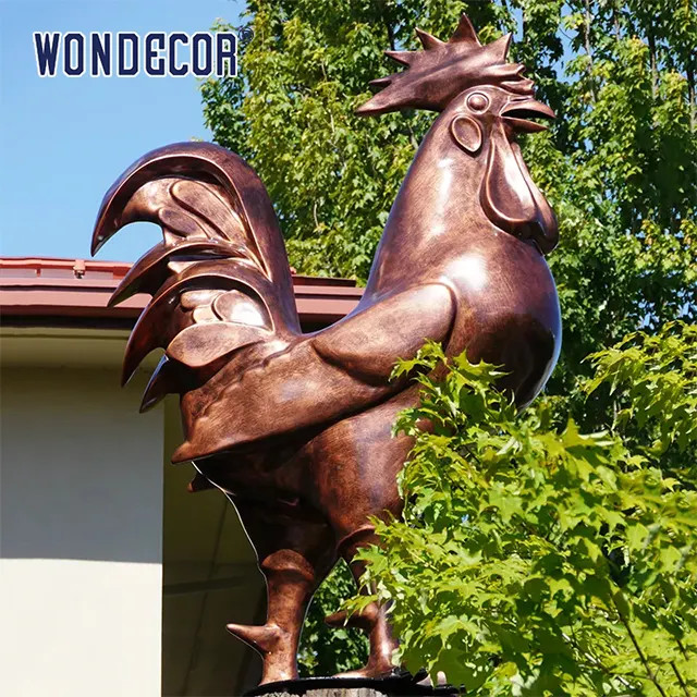 Live size outdoor garden metal animal decoration bronze rooster statue