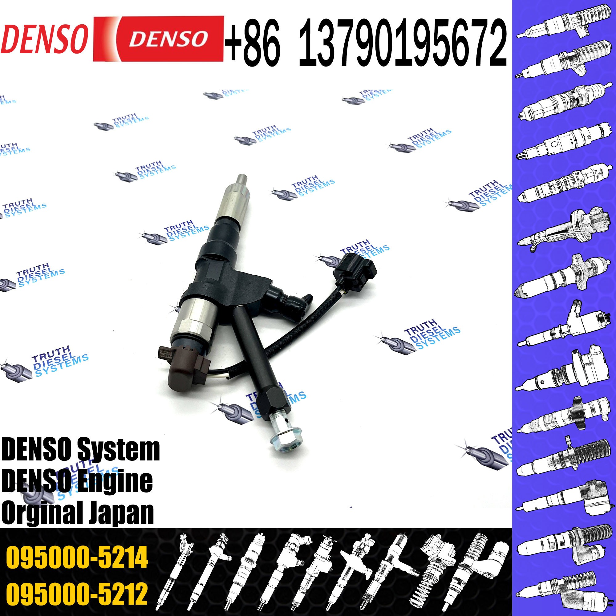 common rail injector 095000-5215 for P11C 23670-E0351 SK450 095000-5212 095000-5214