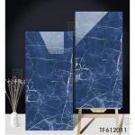 Apartment Glazed Polished Porcelain Tiles 60x120 Full Body Blue Glossy Interior