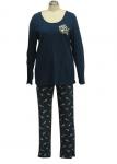 Cotton Jersey Coral Fleece Ladies Pajama Sets Black Women'S 3 Piece Pj Sets