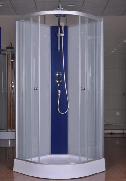 Quadrant Shower Cubicles 850 x 850 x 2250MM Circle Grey ABS Tray Aluminum paint