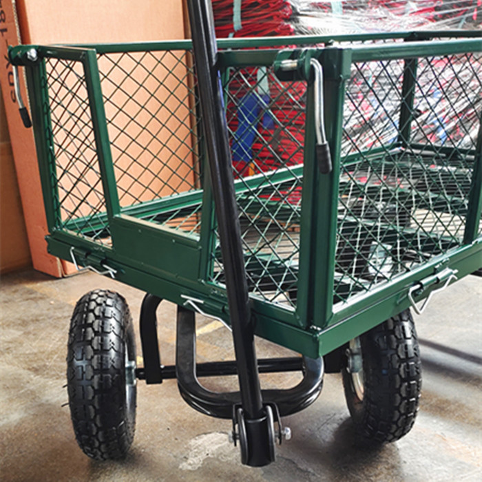 75L Garden Mesh Cart Heavy Duty Metal Mesh Garden Cart 350-4 Air Wheel