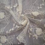 White Embroidered Mesh Ivory Floral Lace Fabric , 130cm Wide Cotton Lace Dress