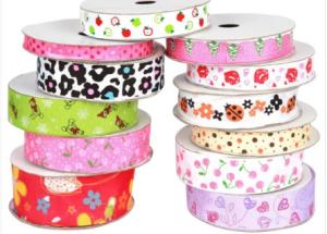 China Customized Print Satin Grosgrain Ribbon with Logo For Wrapping Decoration Garment factory