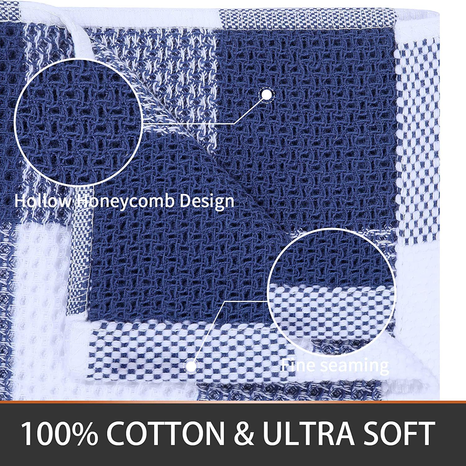 Pure Cotton Waffle Square Scarves in Customized Color 50g Checkered Absorbent Scarves