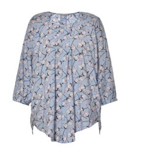 China Ruffle Hem Long Sleeve Nice Floral Printed Ladies' Tops In Daily Life factory