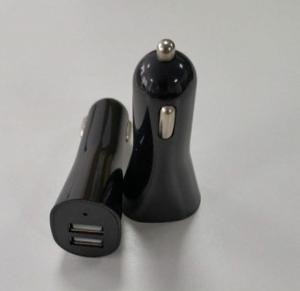 China 4.8A Lightning Cable Car Charger Dual USB Sockets ABS Material Black Color factory