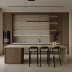 Luxury Island Solid Surface Plywood Storage Full Kitchen Units Set Modern