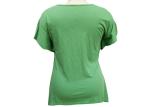 Ladies Short Sleeve T Shirts , Womens Green Shirt Blouse Hollow Embroidery Lace