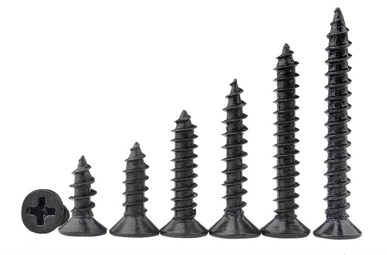 Black Oxide Hardened Steel Countersunk Flat Head Tapping Screws Flat Head Pointed Screws
