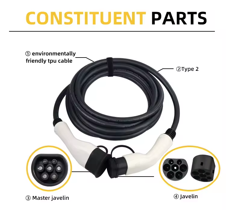 16A32A Double Single-Head Gun Line Electric Vehicle End Pile End 3-Phase Single-Phase LP55 Protection Level CE Certified