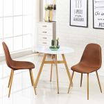 Black Metal Base Brown Velvet Fabric Dining Chairs , Fabric Chair Dining Set