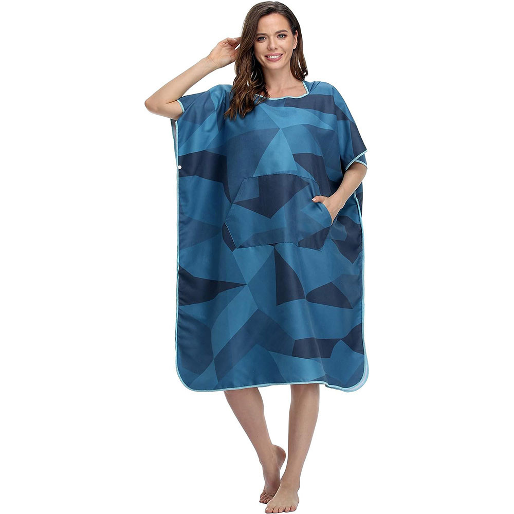 Adult Windproof Outdoor Change Bath Robe Printed Surf Hooded Poncho Towels