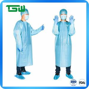 China 50gsm CPE Disposable Waterproof Aprons With Thumb Loop factory