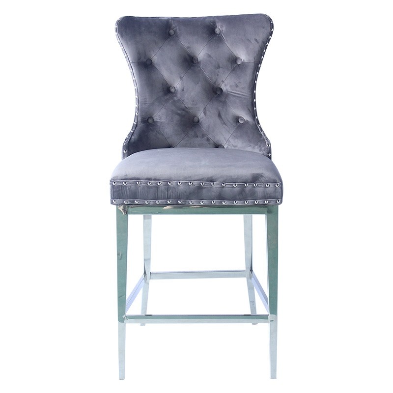 Curve Restaurant Bar Chair Velvet Cover Comfortable Seat With Buckle Backs