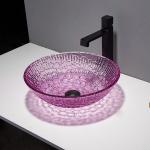 395mm Crystal Wash Basins Round 130mm Purple Bathroom Bowl Basin