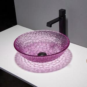 China 395mm Crystal Wash Basins Round 130mm Purple Bathroom Bowl Basin factory