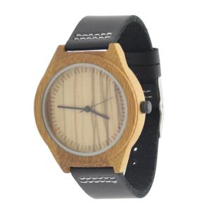 China Zebra Dial Modern Wood Watches With Black Leather Strap For Gentlemen factory