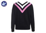 Hot Preppy Style Womens Knit Pullover Sweater Stripes Double Big V Neck Jumper