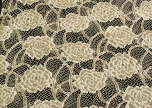 Eco-Friendly Brushed Lace Fabric Yellow , Garment Trimming Anti-Static Material