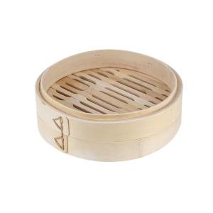 China 6 Inch Basket Dim Sum Bamboo Steamers With Lid 2 Tiers factory