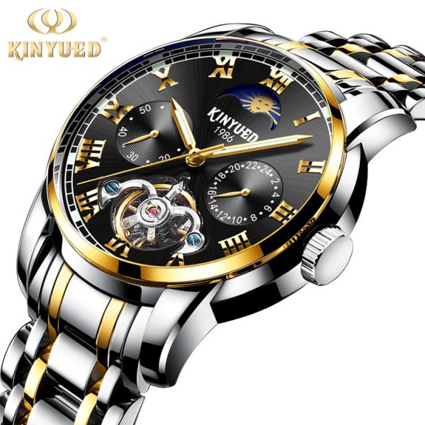 Luxury Mechanical Wrist Watch Tourbillon Automatic Movement Mens Skeleton Moon