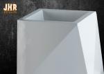 Irregular Flower Pots Geometric Shape Floor Vases Glossy White Fiberglass