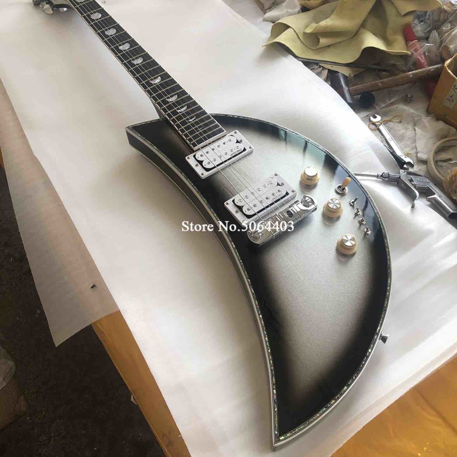 Outlet 6 string electric guitar moon guitar in silver paint rosewood fingerboard kinds color is available free shipping