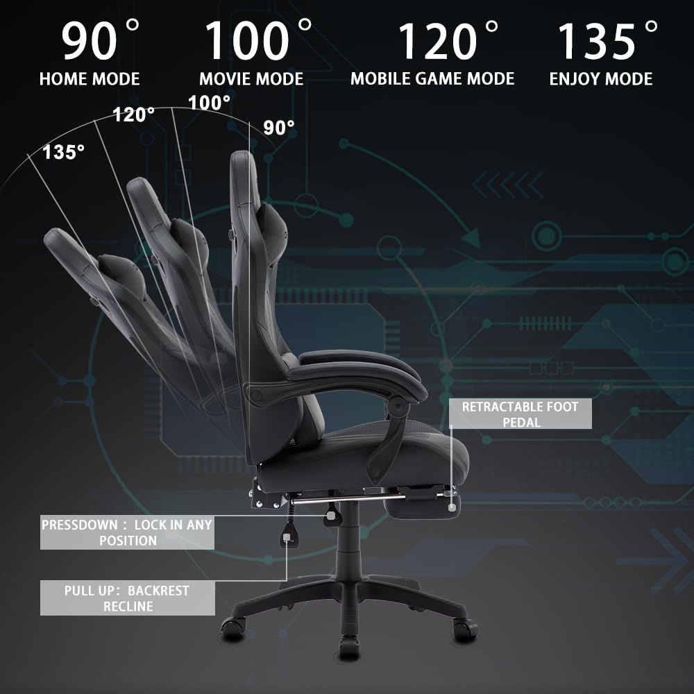 Swivel Chair ALINUNU Ergonomic Computer Gaming Chair with Headrest and Lumbar Support