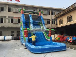 China Summer Palm Tree Inflatable Outdoor Water Slide With Printing factory