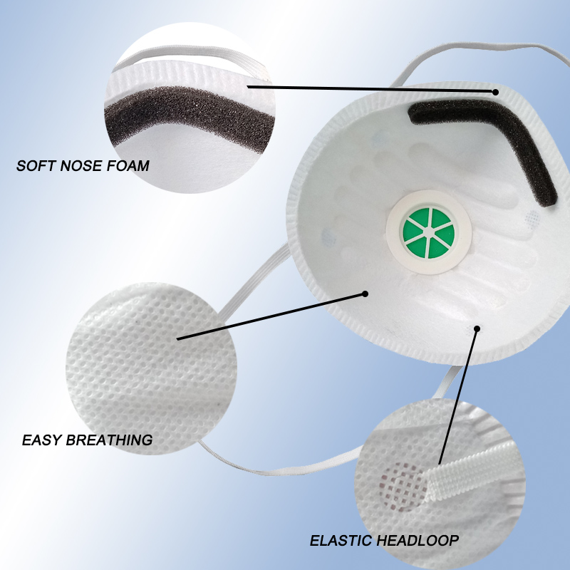White Color Non Woven FFP3 Face Mask Disposable Protective Anti Bacterial Mask